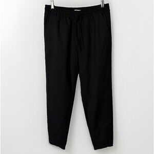 Garnet Hill Pants Womens 4 Wool Jogger Pockets Drawstring City Athleisure Black